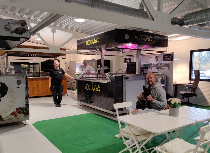 Topbox Sweden showroom with kitchen units and the sales team