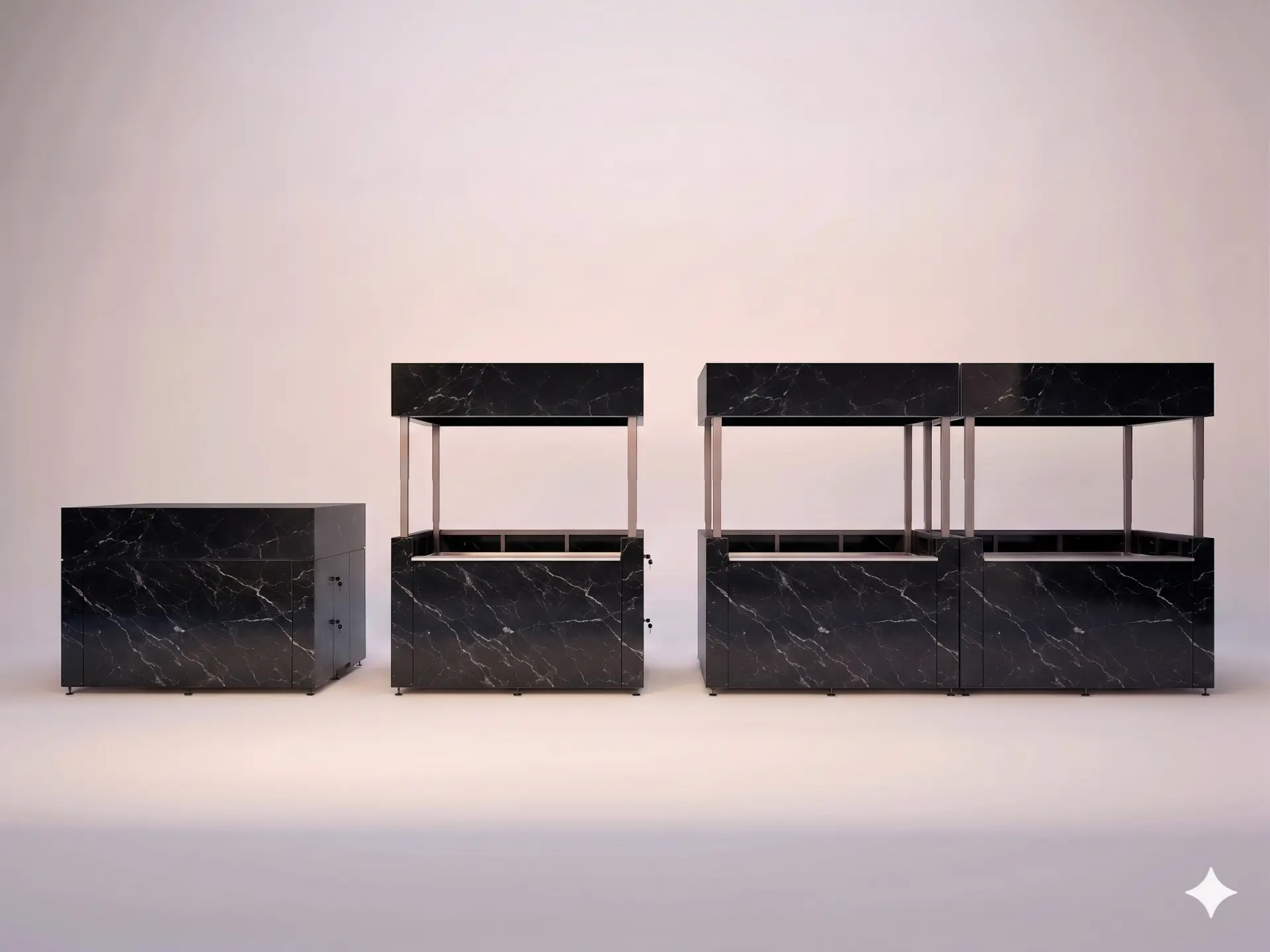 CUBOiD modular unit range — single unit, service bar and connected units